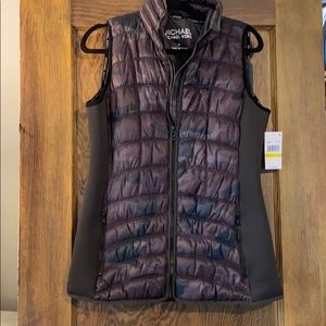 Dark purple camo puffer vest Micheal Kors
